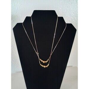 Vintage Gold Tone Necklace Slidable Graduated Bead Ball- Set Of 2